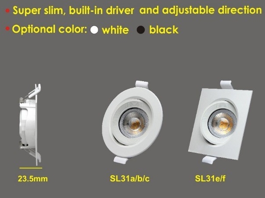 Moderno Design 3W 7W 9W LED Mini Super Slim Downlight com motorista embutido e sem atenuador