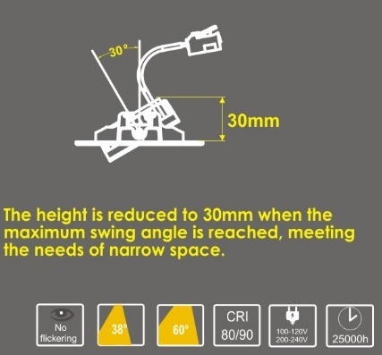 Moderno Design 3W 7W 9W LED Mini Super Slim Downlight com motorista embutido e sem atenuador