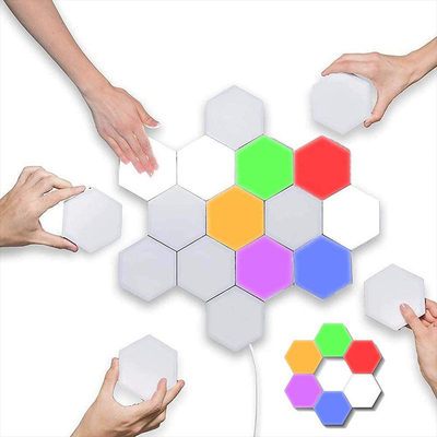 Lâmpada de toque criativa de luz noturna modular LED com design e controle quântico hexagonal