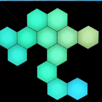 Lâmpada de toque criativa de luz noturna modular LED com design e controle quântico hexagonal