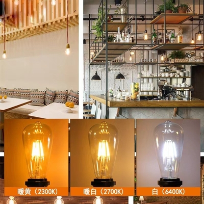 Soluções de iluminação residencial ST64 E26 7W 800LM lâmpada de filamento LED dim 3000K 120V/60Hz