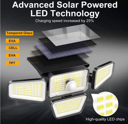 270 LED Sensor de movimento LED à prova d'água Luz de parede solar à prova d'água e fácil de instalar
