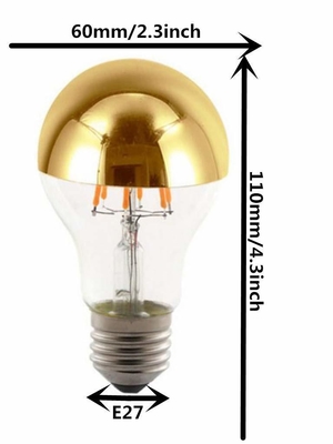 Meio cromado A60 6W Branco Quente 2700K LED Filamento Retro lâmpada para E27 Tipo Base