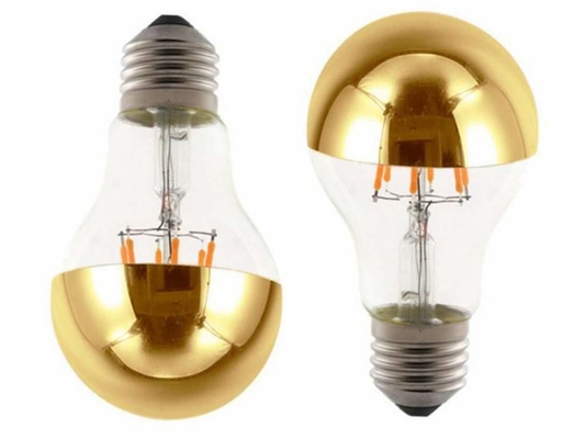 Meio cromado A60 6W Branco Quente 2700K LED Filamento Retro lâmpada para E27 Tipo Base