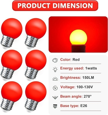 LED G45 Globo luzes de Natal 1W de cores Mini Edison E26 15W equivalente lâmpada vermelha