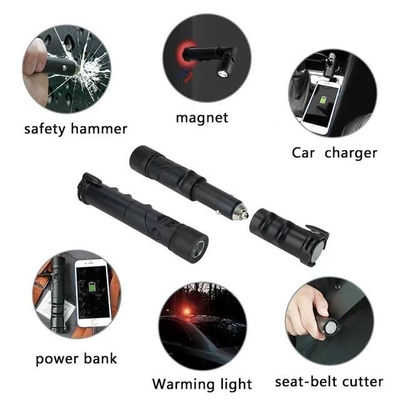 Banco de energia do martelo de segurança com carregador de carro de celular USB de 5,0V / 2,4A e fonte de luz LED