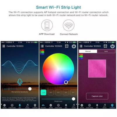 5m 10m 15m Bluetooth/WiFi de controlo remoto para interior e exterior Luzes de banda inteligente