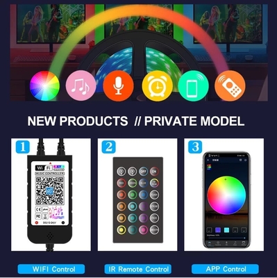 5m 10m 15m Bluetooth/WiFi de controlo remoto para interior e exterior Luzes de banda inteligente