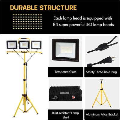 IP66 resistente à água de trabalho de luz 21000lm com tripé dobrável e 3 cabeças ajustáveis 6500K