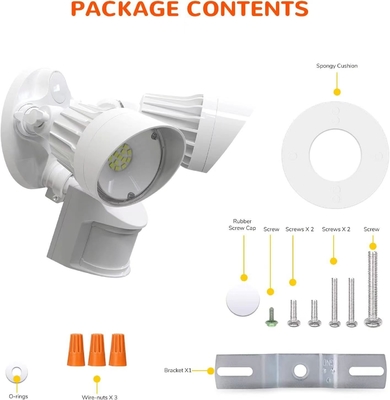 Lâmpada de segurança de sensor de movimento de LED branco IP65 para iluminação exterior