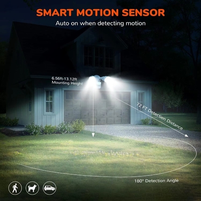 Lâmpada de segurança de sensor de movimento de LED branco IP65 para iluminação exterior