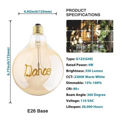 AC 85-265V Voltagem de entrada 4W LED Vidro Ambre Edison Lâmpada Lâmpada Lâmpada