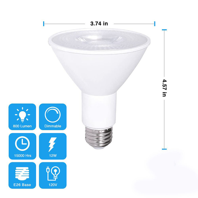 12W 100W Dimmable Waterproof E26 3000K Quente Branco LED lâmpada de inundação PAR30 Controlador de botão