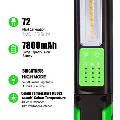 IP80 Luz de trabalho LED 1600 Lumen Temperatura de cor dupla 360 graus Magnético e gancho