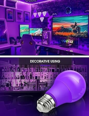 15000 Horas de Trabalho Vida Lâmpada LED Roxa A19 9W para decoração de casa e festa