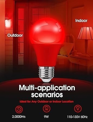 E26 Red LED Bulb A19 9W para Dia dos Namorados Decoração de Ano de Ação de Graças