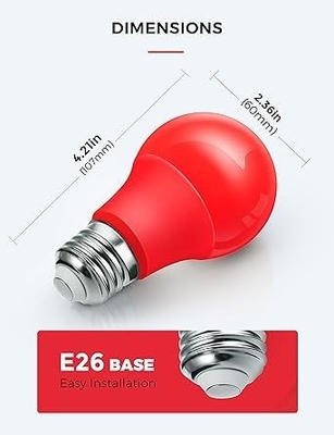 E26 Red LED Bulb A19 9W para Dia dos Namorados Decoração de Ano de Ação de Graças