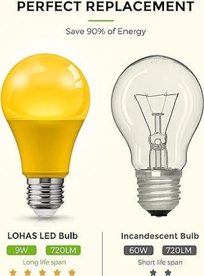 15000 Horas de Vida útil Fornecimento de energia AC Bloqueio de luz azul A19 9W lâmpada fraca para quarto infantil
