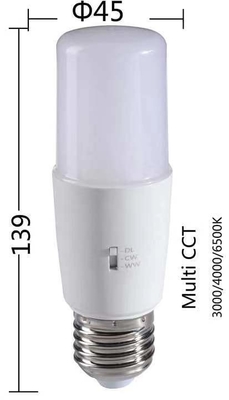Plástico 8W12W lâmpada de iluminação lâmpada em forma de T 3CCT 3000K/4500K/6000K 36000 horas de vida útil