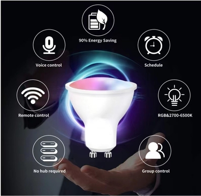 GU10/MR16 Dimmable Smart Wifi Voice Control LED Spot Light 30000 horas de trabalho