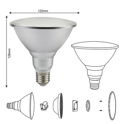 15000 Horas de Trabalho 15W PAR38 36D E27 220V Lâmpadas LED para soluções de iluminação