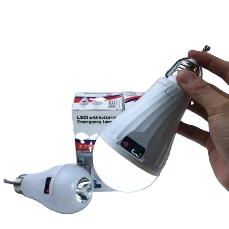 2- Lâmpada de emergência LED 15W E27 B22 Bateria recarregável de íons de lítio AC/DC lâmpada de uso saudável