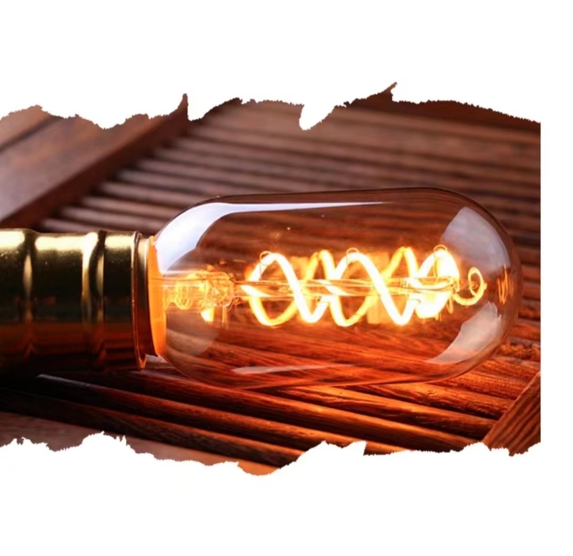 T45 lâmpada de filamentos espirais Vintage Luz LED flexível suave com 50000 horas de vida útil