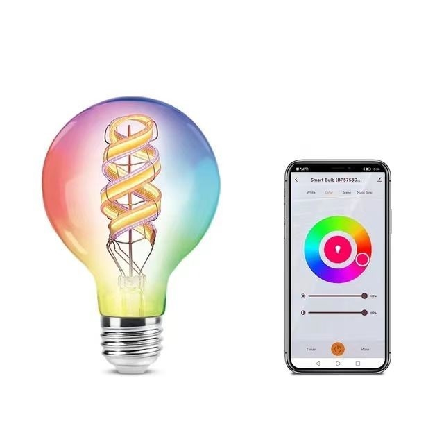 2200K-6500K lâmpada de filamento de mudança de cor com Bluetooth sem fio e controle TUYA APP