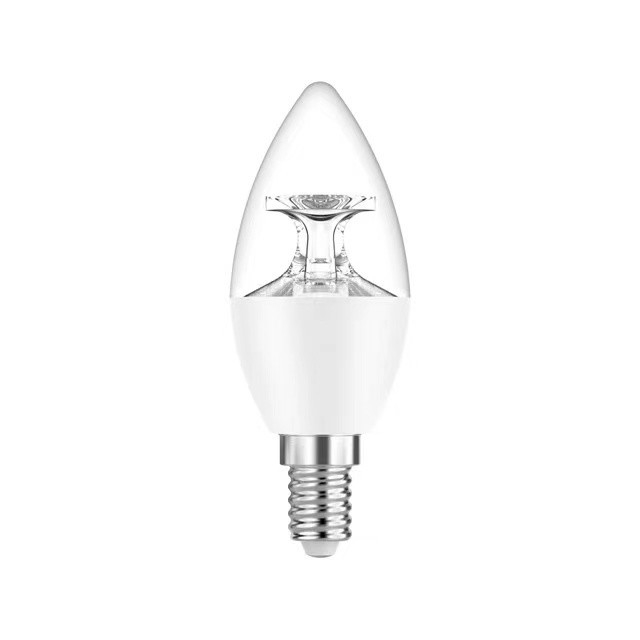 Serviço de soluções de iluminação E14 base 3000K luz quente cobertura clara c37 LED lâmpada de vela
