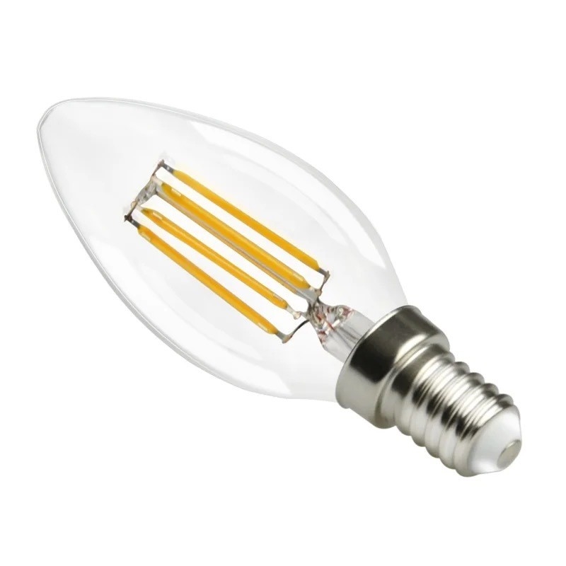 ETL Listado C35 E11 lâmpada de filamento LED 4W 120C Dimmable 500lm 0,06kg para economia de energia